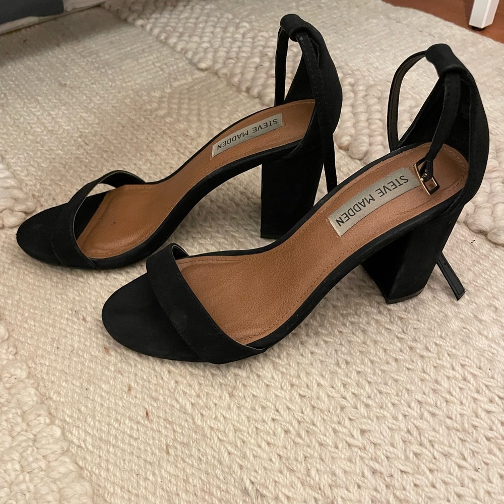 Steve Madden Block Heel Sandals in Black Suede